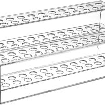 Cabilock 2 Tier Acrylic Pen Display Stand, 48-Slots Colored Pencil Organizer, Clear Display Stand Holder for Eyebrow Makeup Brush, Rack Organizer for Home Office Desk School Supplies