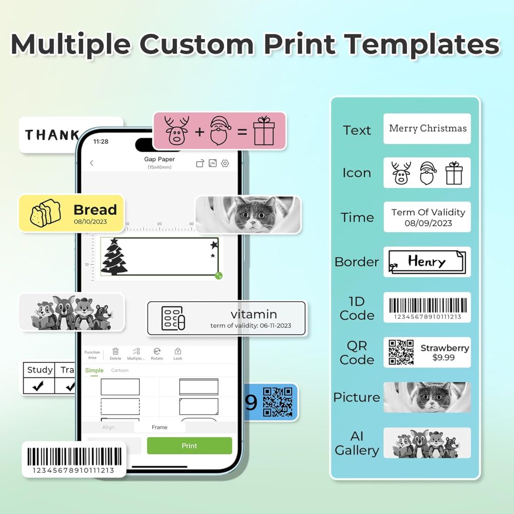 Nelko Label Maker Machine with Tape, P21 Bluetooth Label Printer, Wireless Mini Label Makers with Multiple Templates for Organizing Office Home, White - Image 3