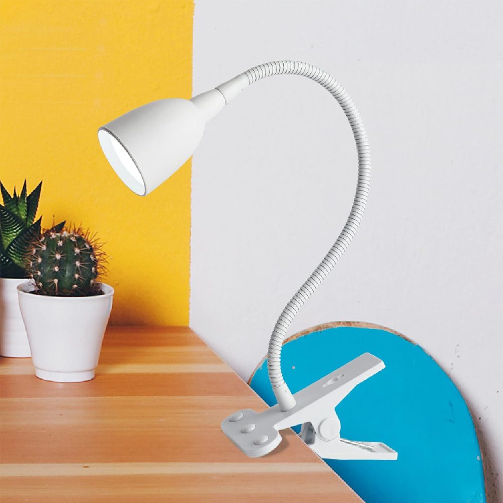 Newhouse Lighting NHCLP-OL-WH Olivia LED Clamp Light Desk Lamp with Flexible Gooseneck, 3 Brightness Levels & 3 Color Modes, White - Image 2
