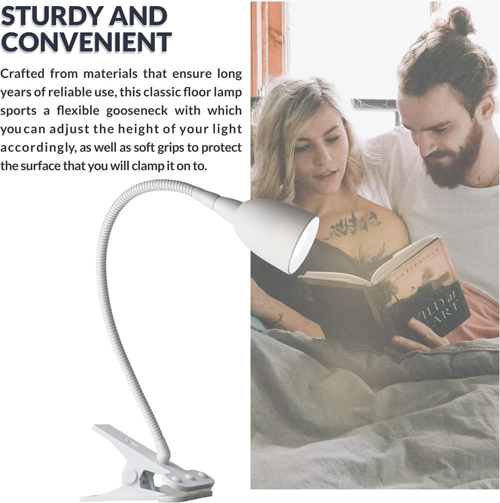 Newhouse Lighting NHCLP-OL-WH Olivia LED Clamp Light Desk Lamp with Flexible Gooseneck, 3 Brightness Levels & 3 Color Modes, White - Image 8