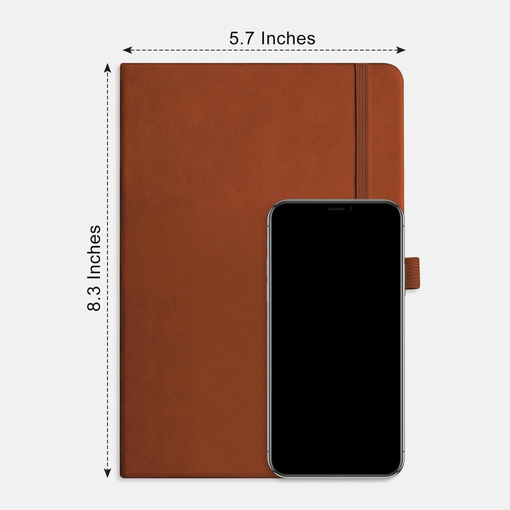 RETTACY Lined Journal Notebook, 192 Numbered Pages, A5 Medium Size (5.7'' x 8.3''), for Men & Women, Journaling, Writing, Work & Office, Leather Hardcover, 100 GSM Thick Paper (Brown) - Image 9